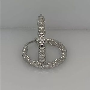 Diamond Woven Hoop Earrings Sterling Silver